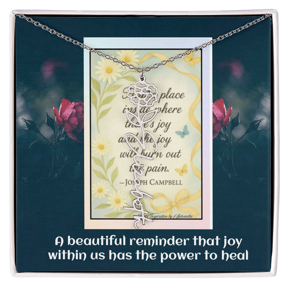 Inspirational Joy Necklace – Joseph Campbell Quote  – Encouragement Gift for Women – Motivational Jewelry – Inspirational Quote Necklace