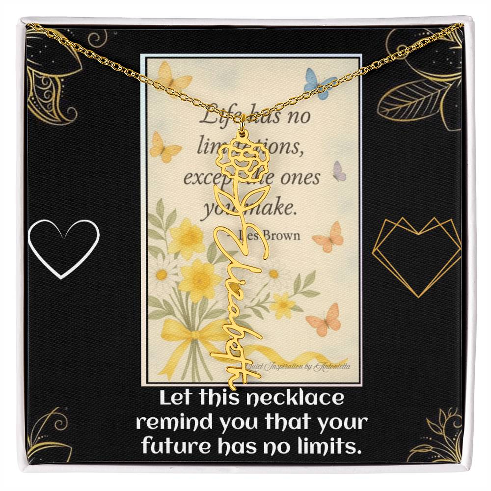 Motivational Necklace – Life Has No Limitations Quote Pendant – Inspirational Gift for Women – Encouragement Jewelry