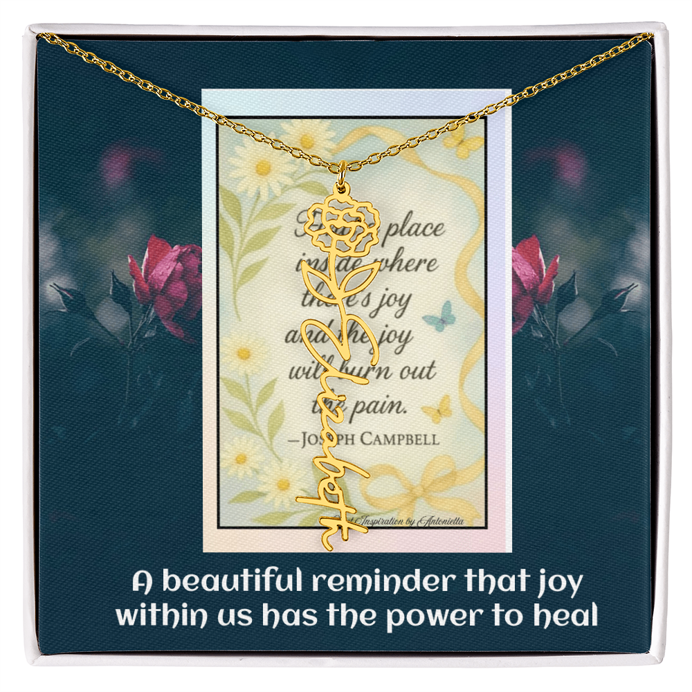 Inspirational Joy Necklace – Joseph Campbell Quote  – Encouragement Gift for Women – Motivational Jewelry – Inspirational Quote Necklace