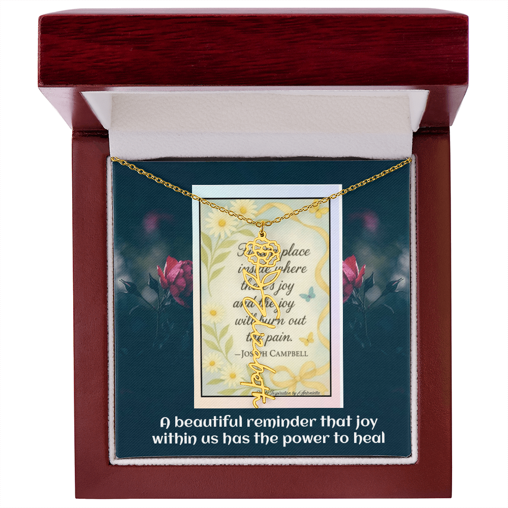 Inspirational Joy Necklace – Joseph Campbell Quote  – Encouragement Gift for Women – Motivational Jewelry – Inspirational Quote Necklace