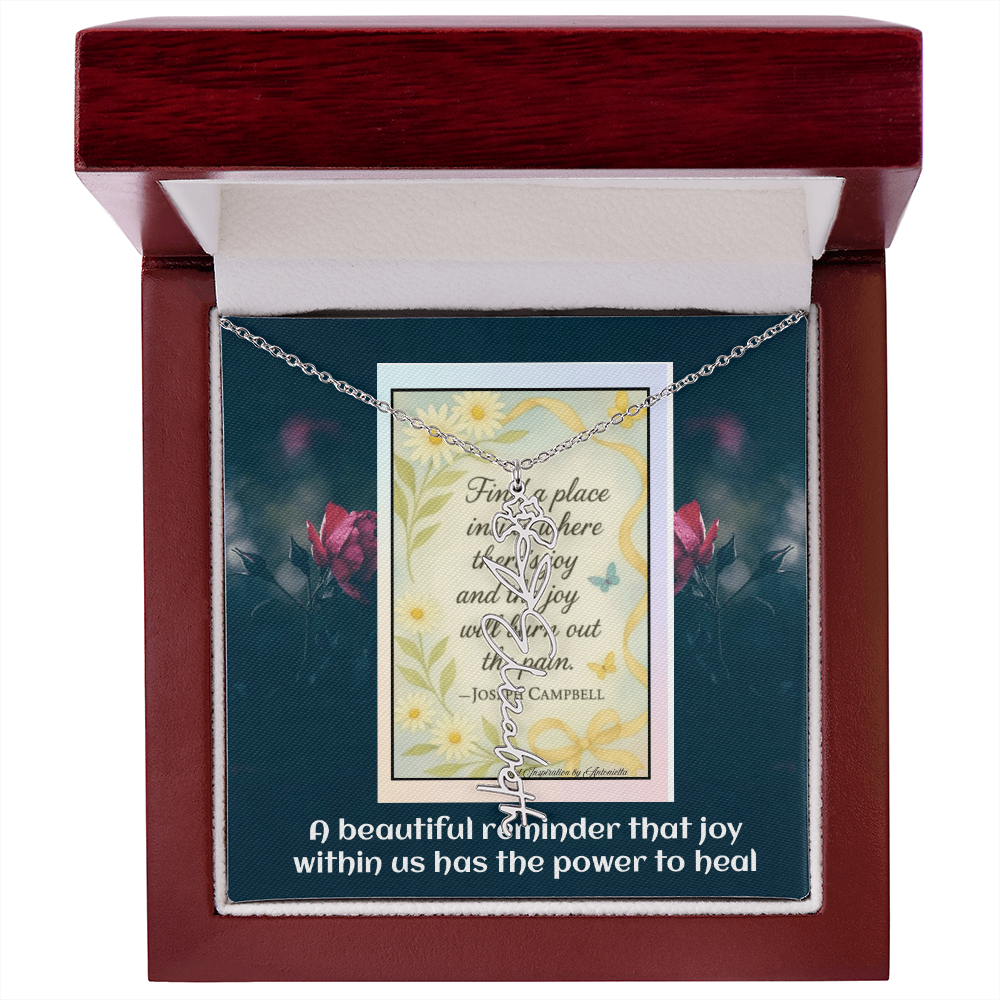 Inspirational Joy Necklace – Joseph Campbell Quote  – Encouragement Gift for Women – Motivational Jewelry – Inspirational Quote Necklace