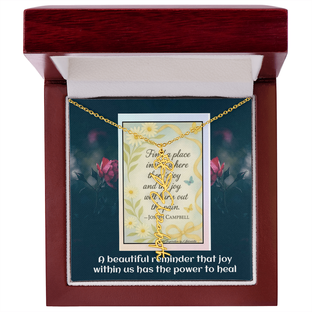 Inspirational Joy Necklace – Joseph Campbell Quote  – Encouragement Gift for Women – Motivational Jewelry – Inspirational Quote Necklace
