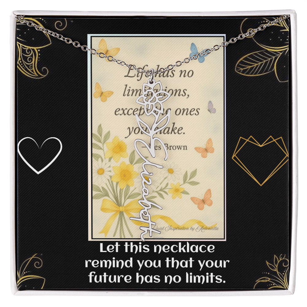 Motivational Necklace – Life Has No Limitations Quote Pendant – Inspirational Gift for Women – Encouragement Jewelry