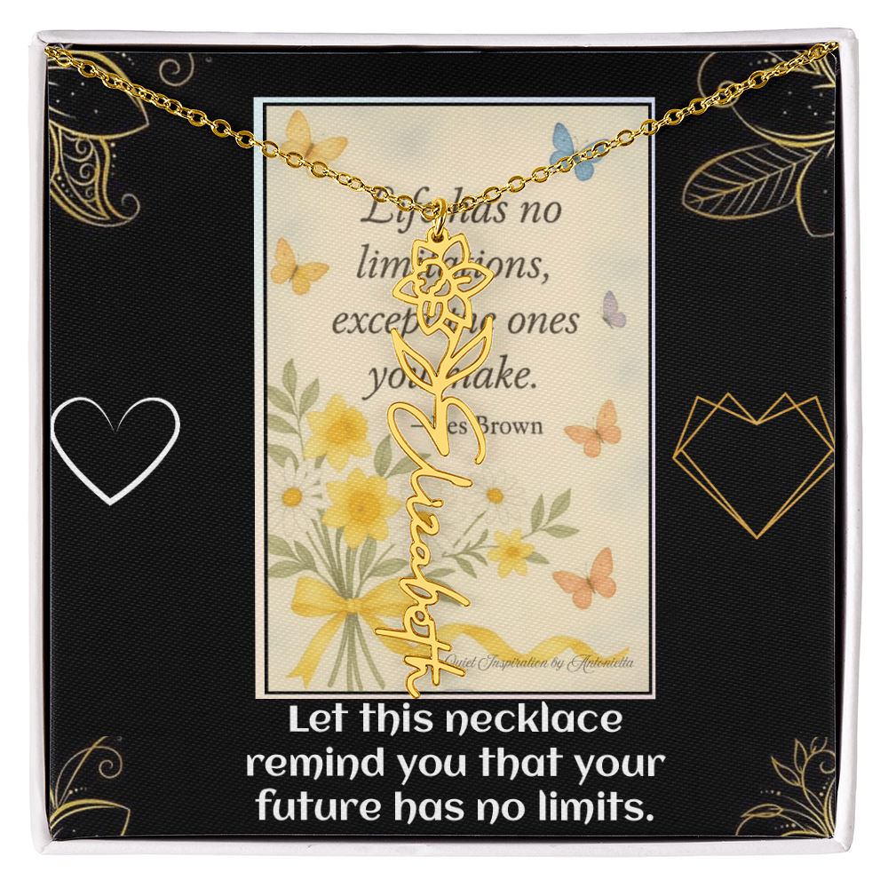 Motivational Necklace – Life Has No Limitations Quote Pendant – Inspirational Gift for Women – Encouragement Jewelry