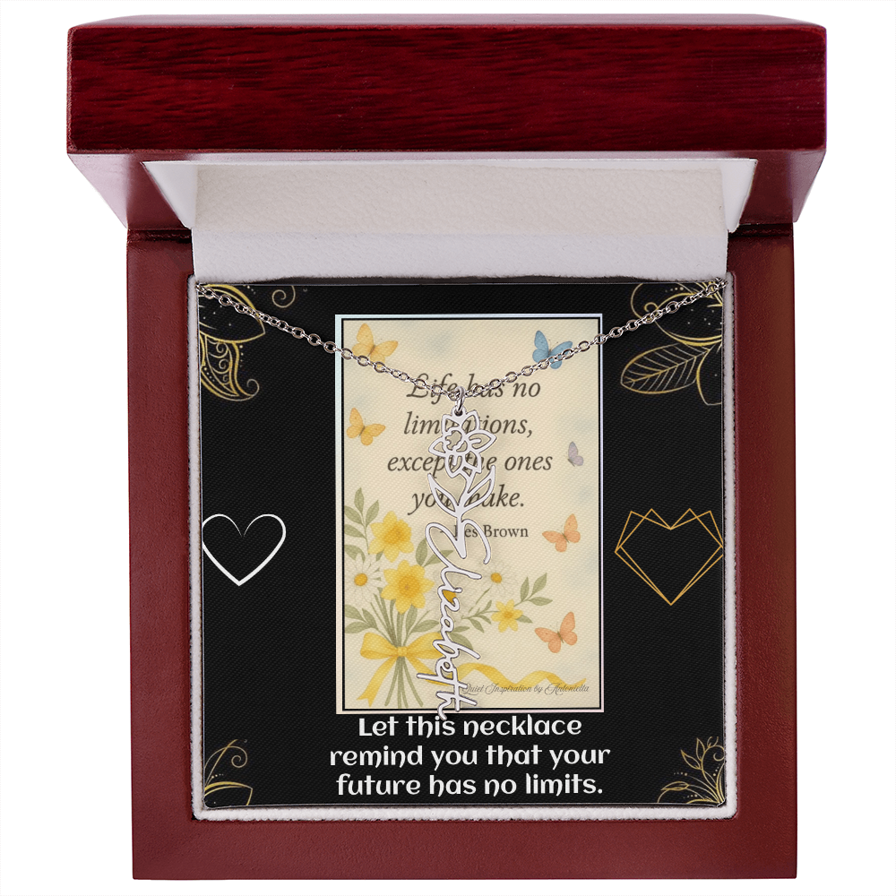 Motivational Necklace – Life Has No Limitations Quote Pendant – Inspirational Gift for Women – Encouragement Jewelry