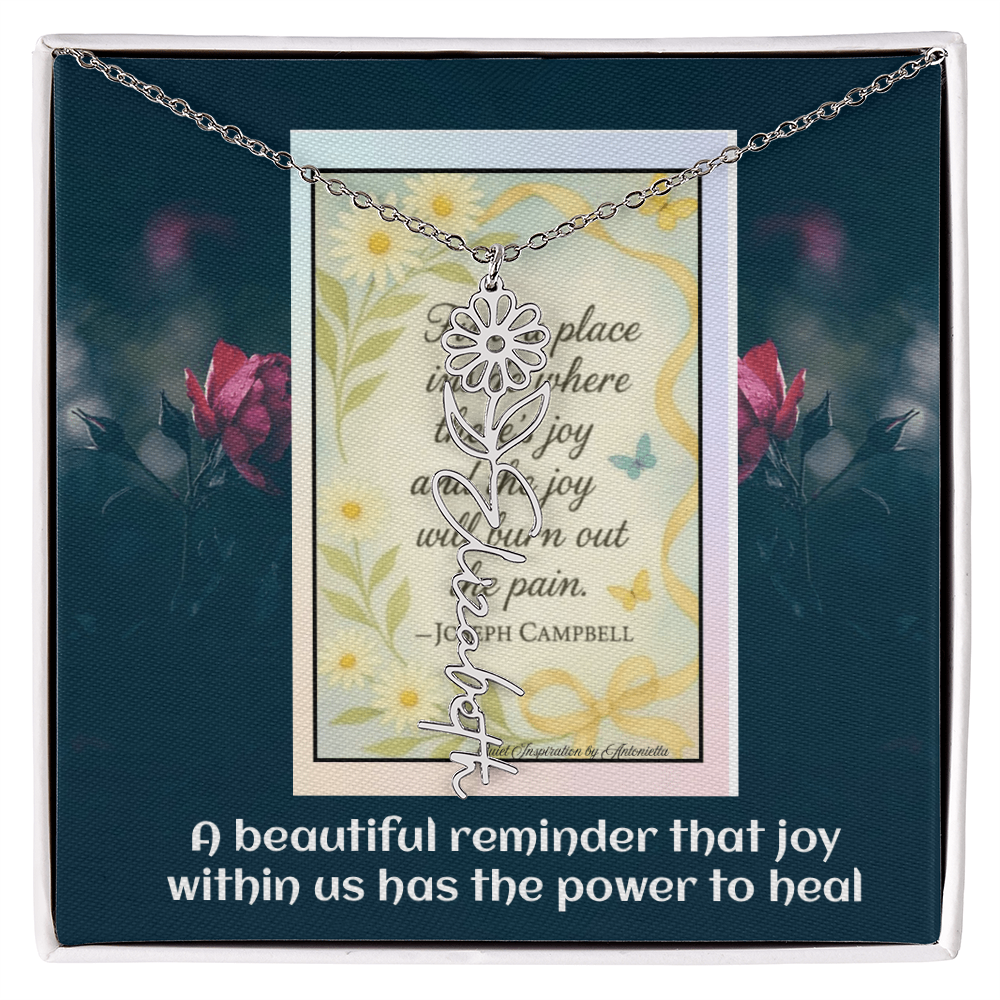 Inspirational Joy Necklace – Joseph Campbell Quote  – Encouragement Gift for Women – Motivational Jewelry – Inspirational Quote Necklace