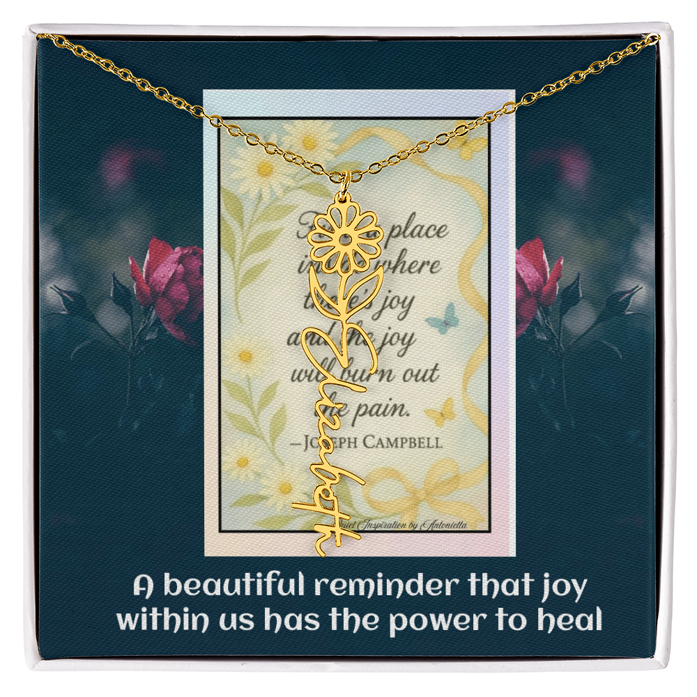 Inspirational Joy Necklace – Joseph Campbell Quote  – Encouragement Gift for Women – Motivational Jewelry – Inspirational Quote Necklace