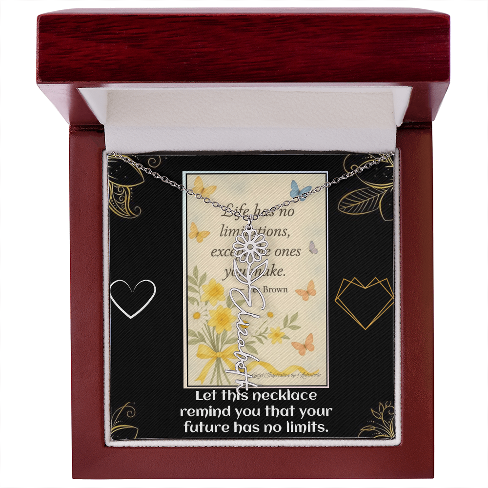 Motivational Necklace – Life Has No Limitations Quote Pendant – Inspirational Gift for Women – Encouragement Jewelry