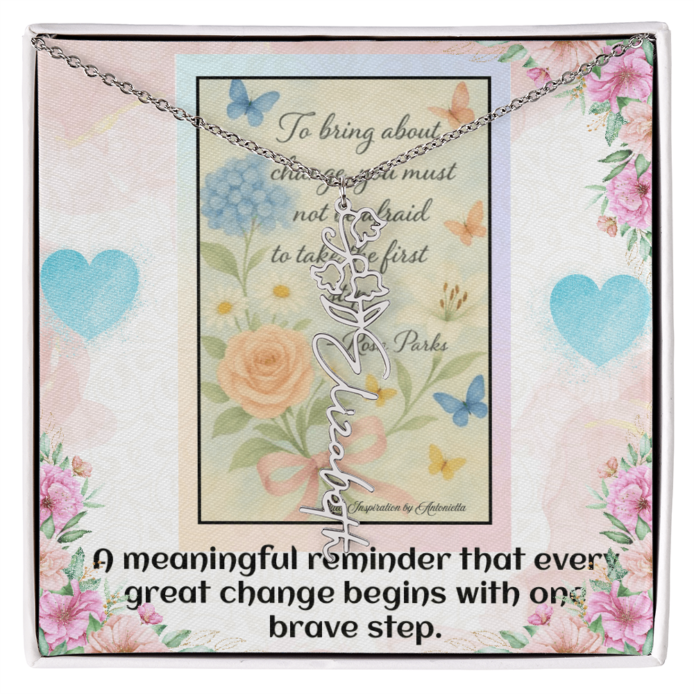 Inspirational Courage Necklace – Rosa Parks Quote  – Motivational Jewelry – Encouragement Gift for Women – Inspirational Quote Necklace