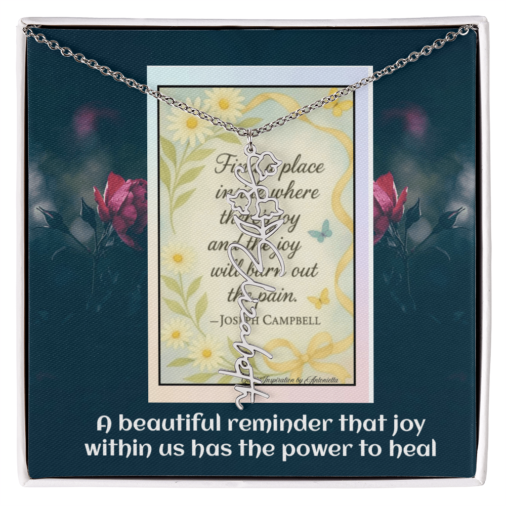 Inspirational Joy Necklace – Joseph Campbell Quote  – Encouragement Gift for Women – Motivational Jewelry – Inspirational Quote Necklace