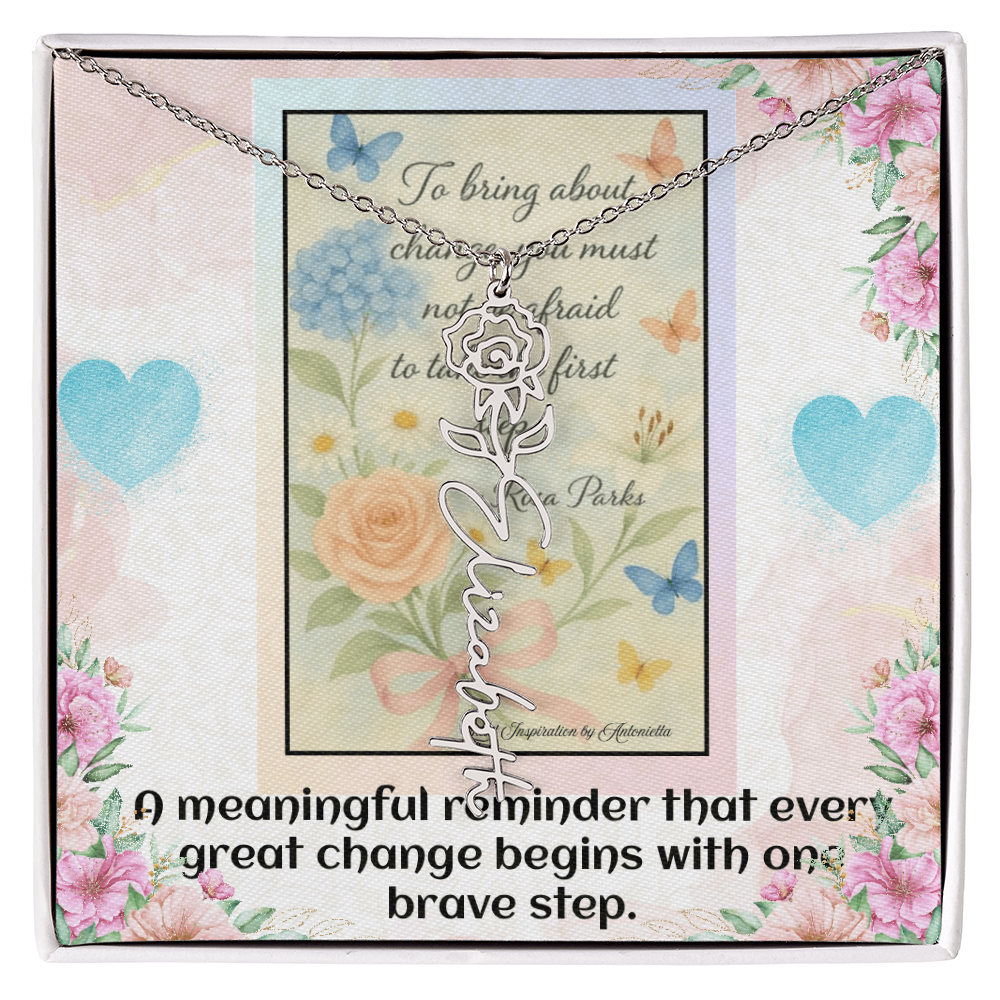 Inspirational Courage Necklace – Rosa Parks Quote  – Motivational Jewelry – Encouragement Gift for Women – Inspirational Quote Necklace