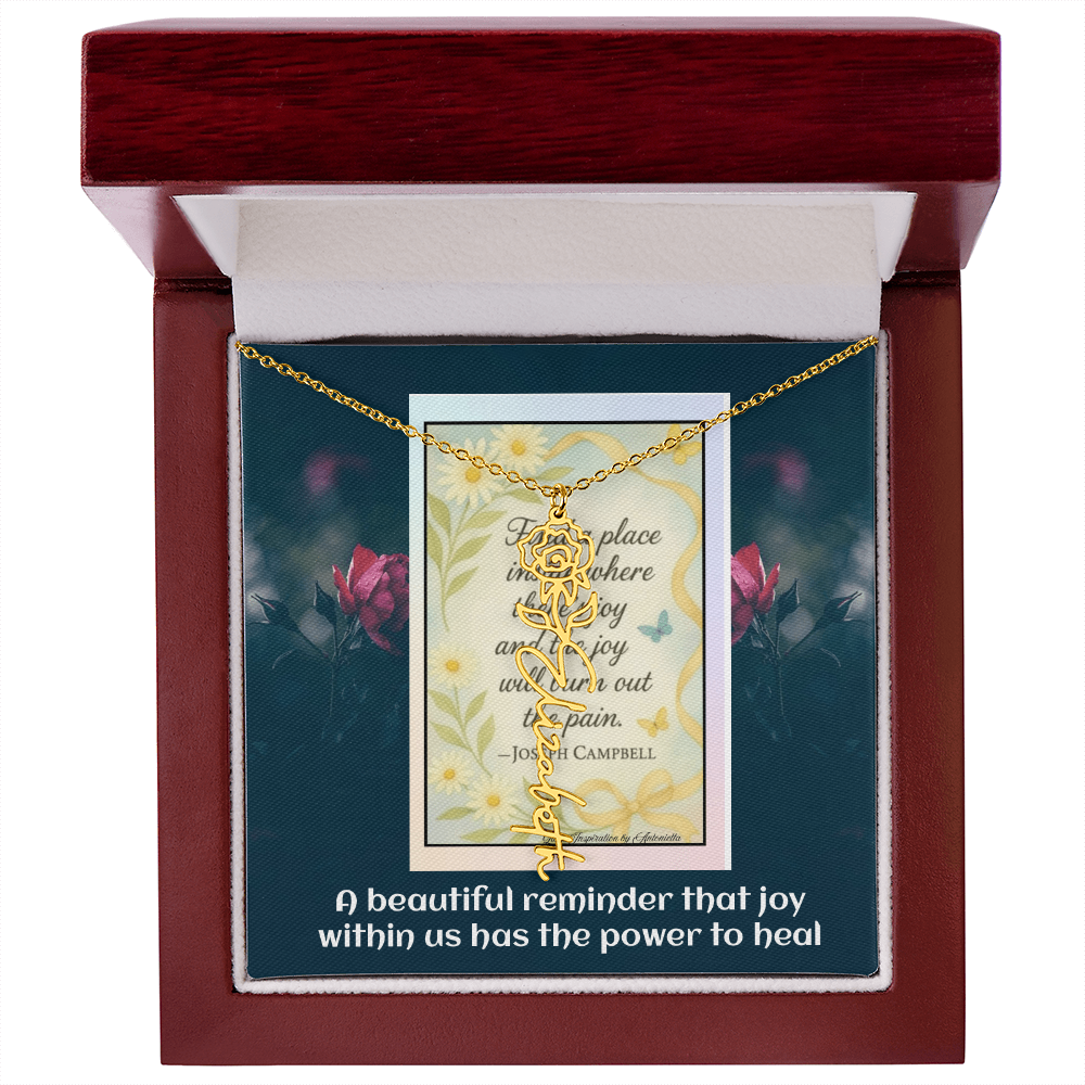 Inspirational Joy Necklace – Joseph Campbell Quote  – Encouragement Gift for Women – Motivational Jewelry – Inspirational Quote Necklace