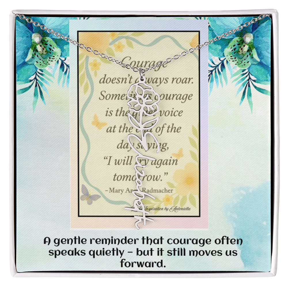 Motivational Courage Necklace – Inspirational Quote Jewelry – Encouragement Gift – Mary Anne Radmacher Quote Pendant