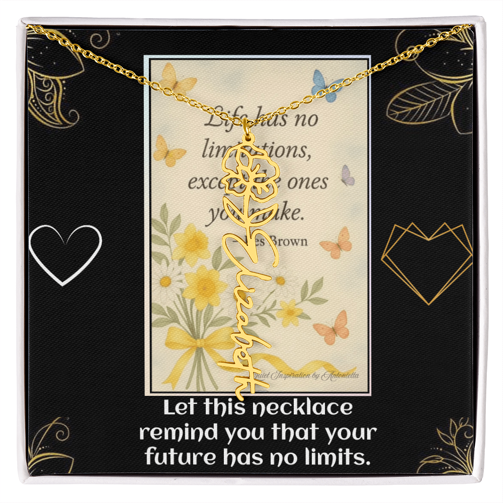 Motivational Necklace – Life Has No Limitations Quote Pendant – Inspirational Gift for Women – Encouragement Jewelry