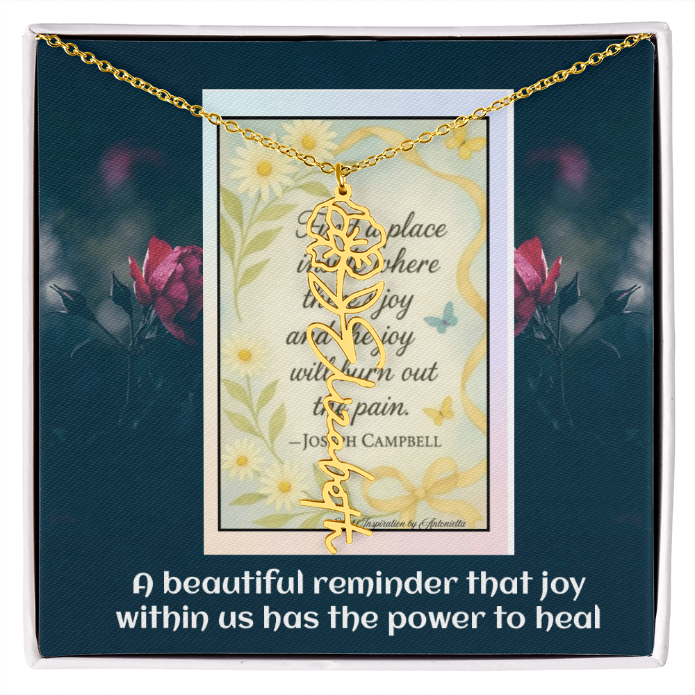 Inspirational Joy Necklace – Joseph Campbell Quote  – Encouragement Gift for Women – Motivational Jewelry – Inspirational Quote Necklace