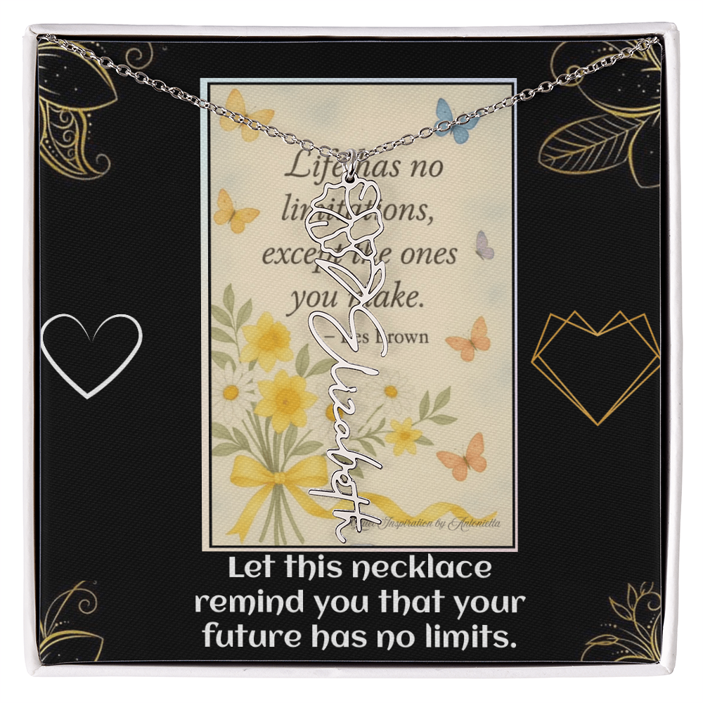 Motivational Necklace – Life Has No Limitations Quote Pendant – Inspirational Gift for Women – Encouragement Jewelry