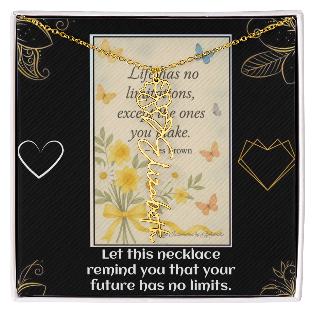 Motivational Necklace – Life Has No Limitations Quote Pendant – Inspirational Gift for Women – Encouragement Jewelry