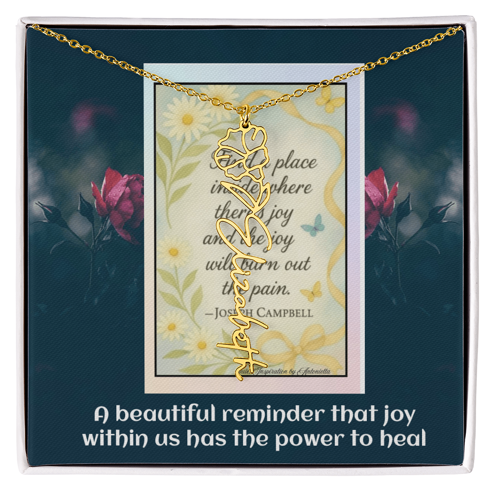 Inspirational Joy Necklace – Joseph Campbell Quote  – Encouragement Gift for Women – Motivational Jewelry – Inspirational Quote Necklace