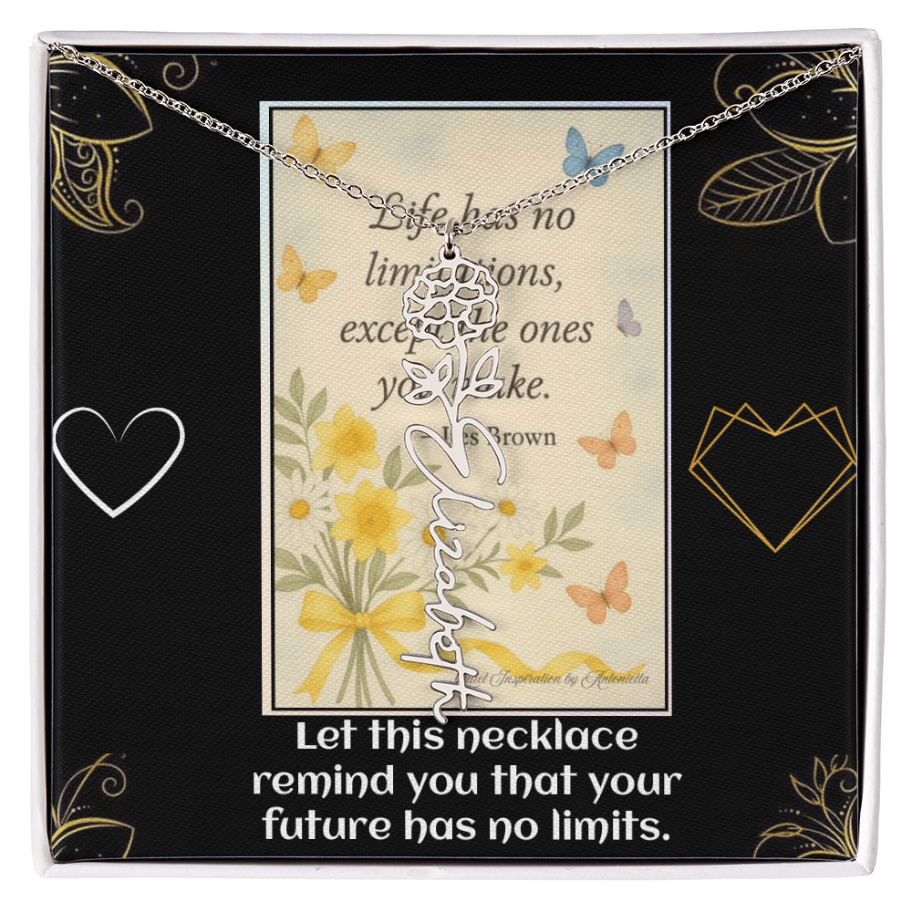 Motivational Necklace – Life Has No Limitations Quote Pendant – Inspirational Gift for Women – Encouragement Jewelry