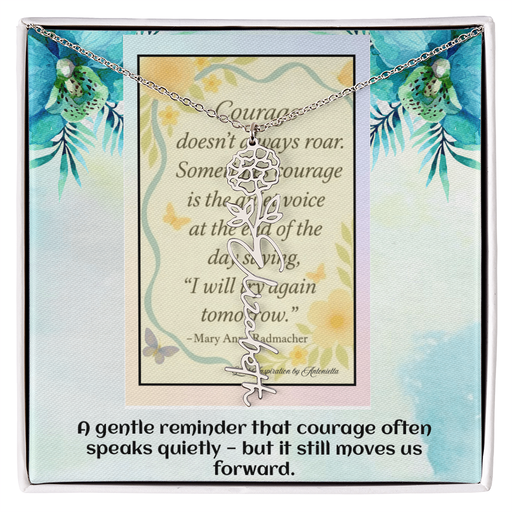 Motivational Courage Necklace – Inspirational Quote Jewelry – Encouragement Gift – Mary Anne Radmacher Quote Pendant