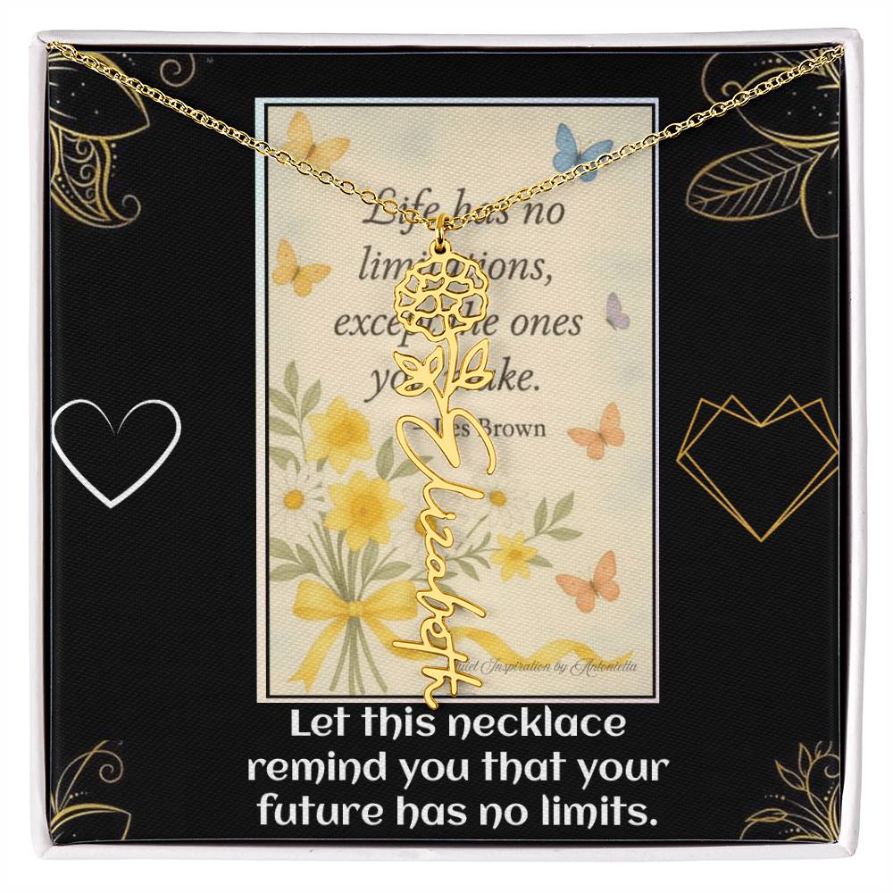 Motivational Necklace – Life Has No Limitations Quote Pendant – Inspirational Gift for Women – Encouragement Jewelry