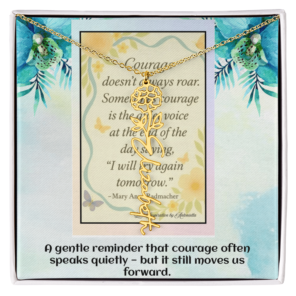 Motivational Courage Necklace – Inspirational Quote Jewelry – Encouragement Gift – Mary Anne Radmacher Quote Pendant