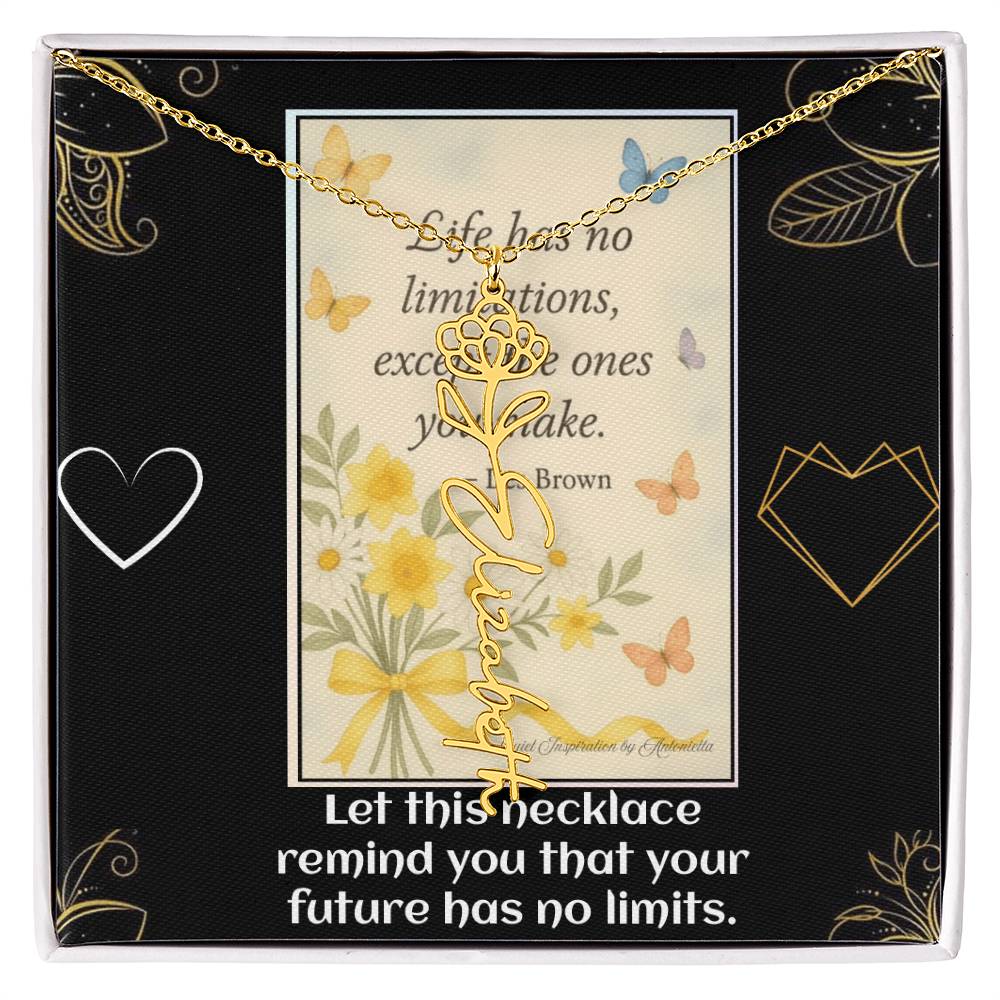 Motivational Necklace – Life Has No Limitations Quote Pendant – Inspirational Gift for Women – Encouragement Jewelry