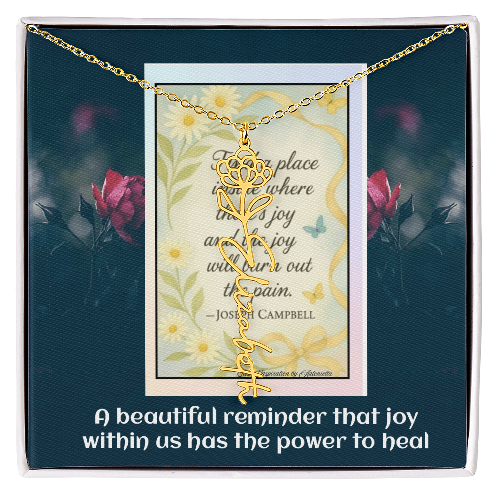 Inspirational Joy Necklace – Joseph Campbell Quote  – Encouragement Gift for Women – Motivational Jewelry – Inspirational Quote Necklace