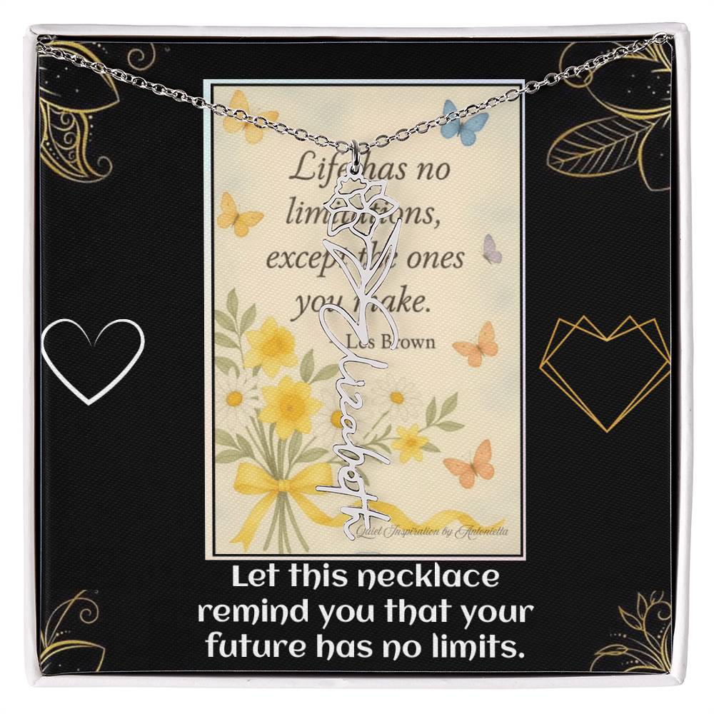 Motivational Necklace – Life Has No Limitations Quote Pendant – Inspirational Gift for Women – Encouragement Jewelry