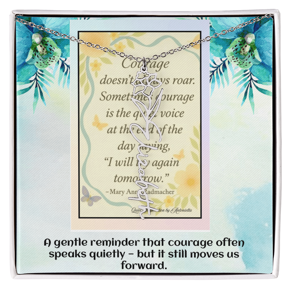 Motivational Courage Necklace – Inspirational Quote Jewelry – Encouragement Gift – Mary Anne Radmacher Quote Pendant