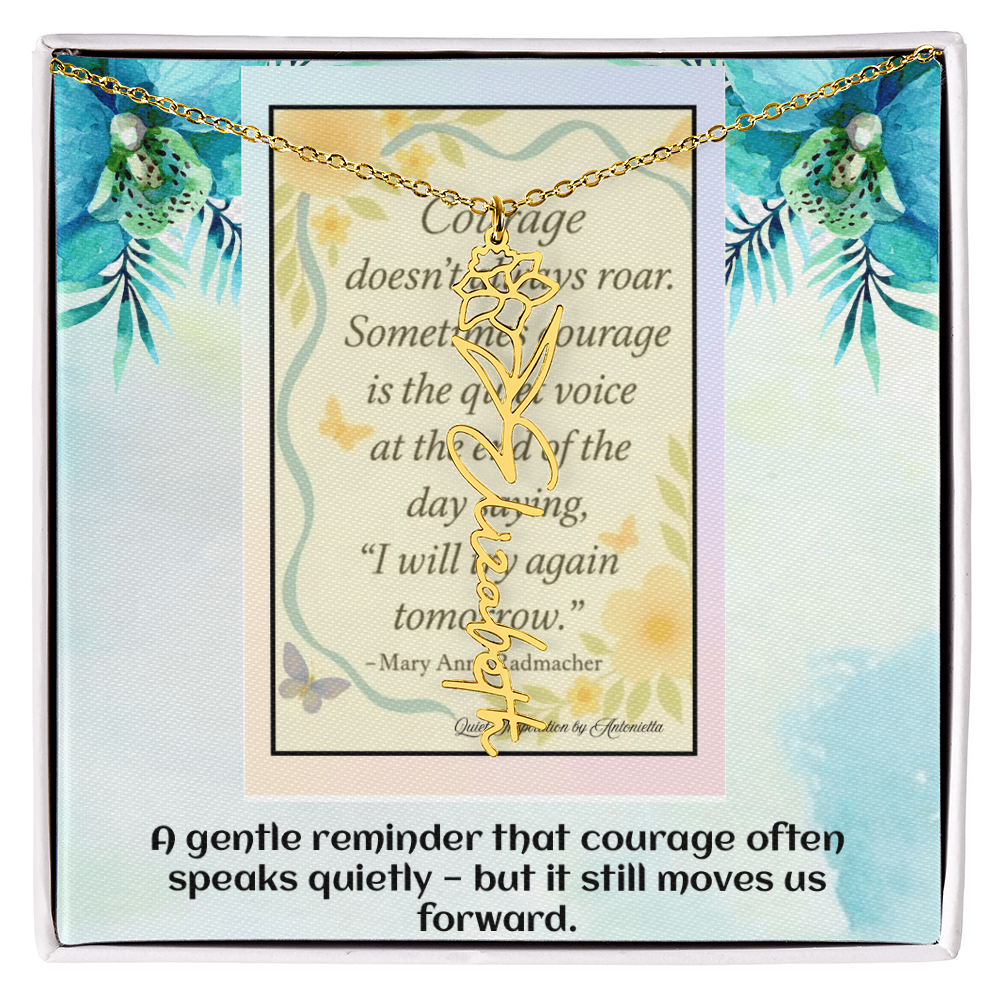 Motivational Courage Necklace – Inspirational Quote Jewelry – Encouragement Gift – Mary Anne Radmacher Quote Pendant