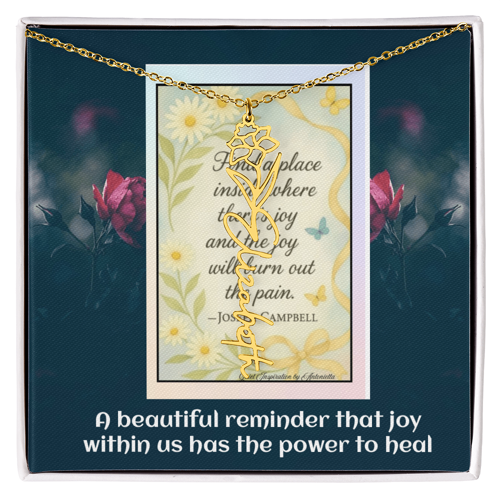 Inspirational Joy Necklace – Joseph Campbell Quote  – Encouragement Gift for Women – Motivational Jewelry – Inspirational Quote Necklace