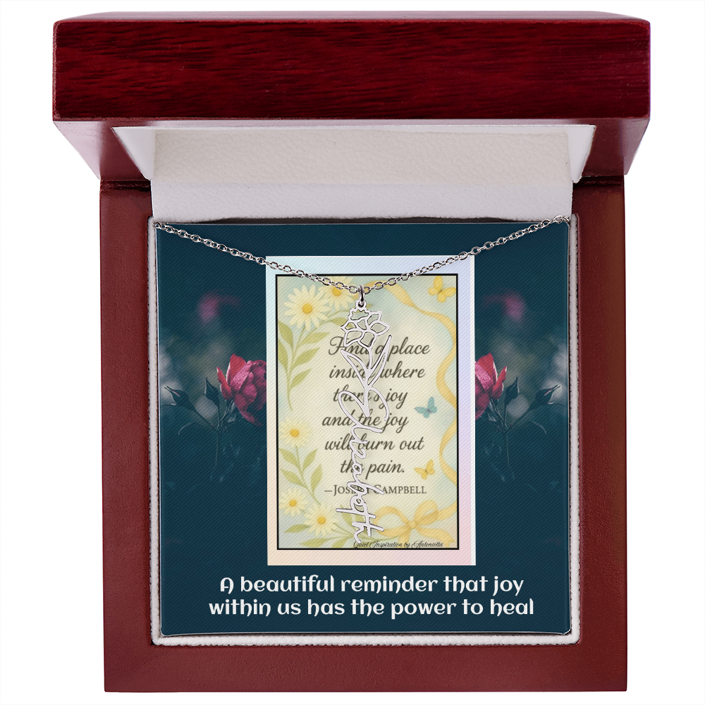 Inspirational Joy Necklace – Joseph Campbell Quote  – Encouragement Gift for Women – Motivational Jewelry – Inspirational Quote Necklace