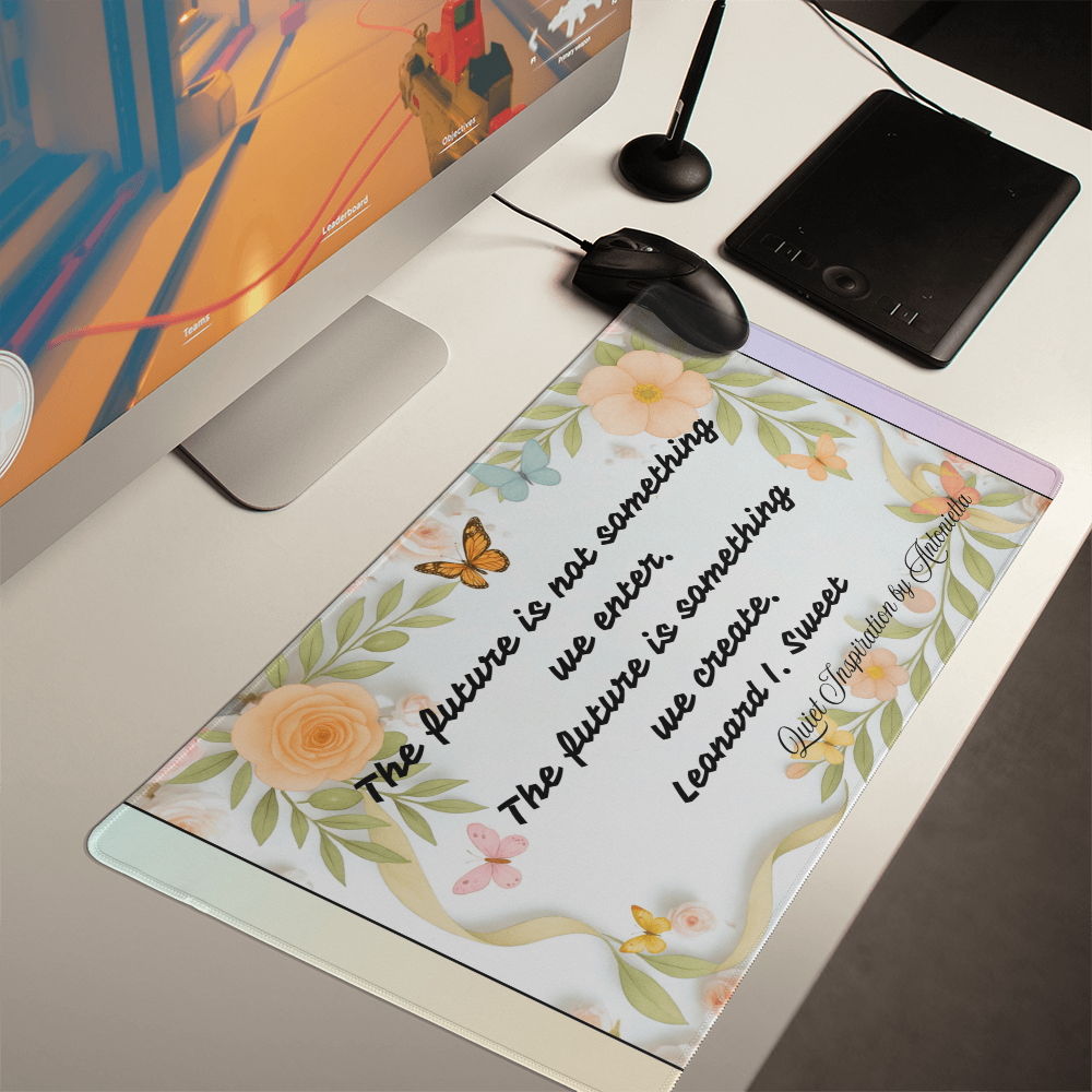 Inspirational Desk Mat – “The Future Is Something We Create” Motivational Quote Desk Pad for Office