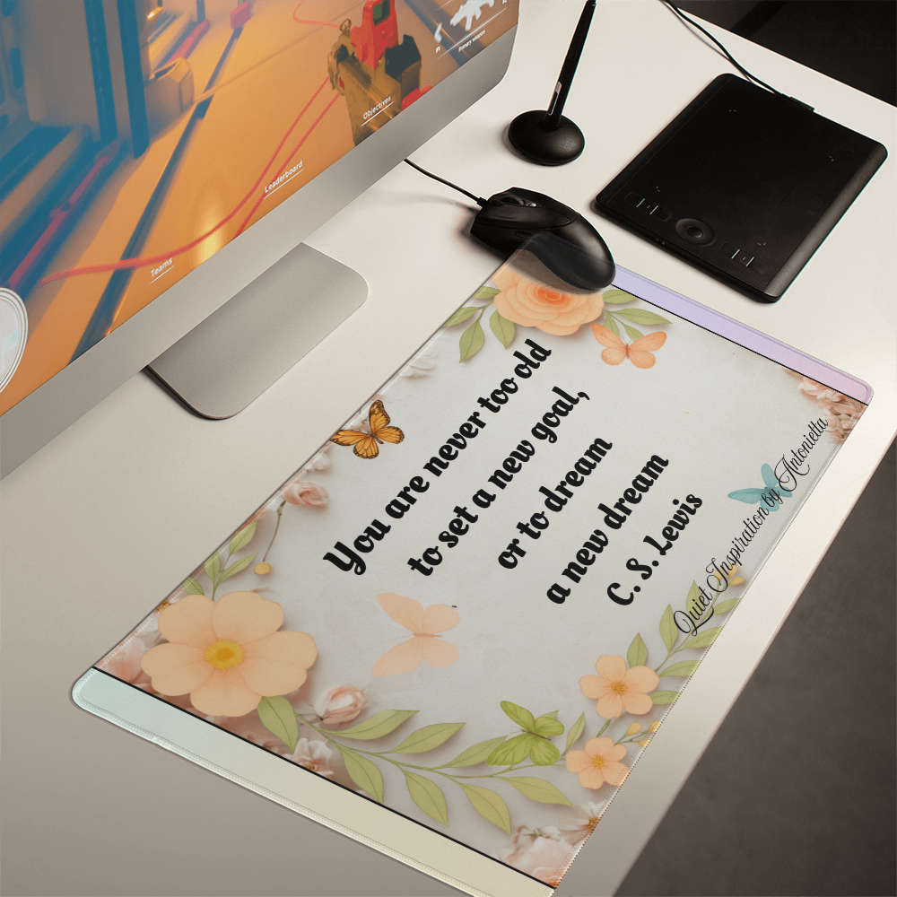 “You Are Never Too Old to Set a New Goal” Inspirational Desk Mat – Motivational Quote Workspace Desk Pad