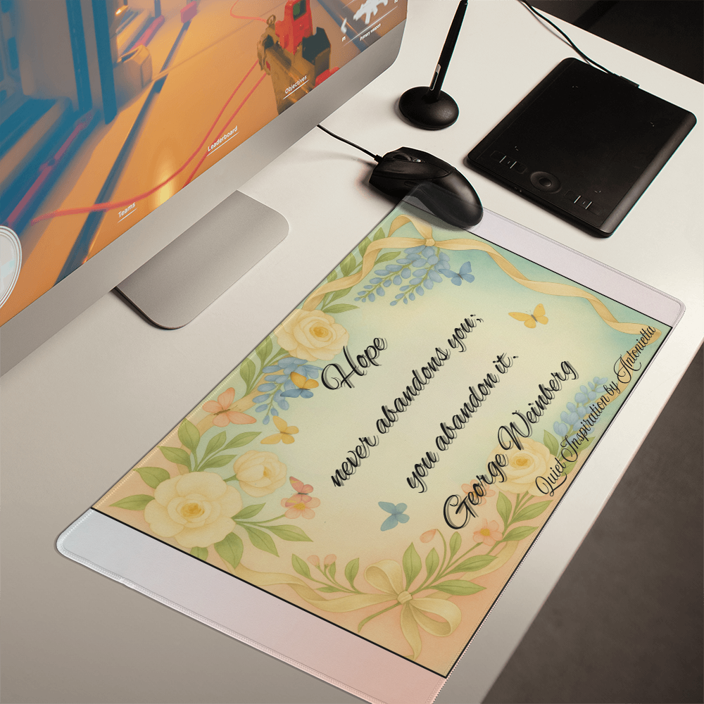 “Hope Never Abandons You; You Abandon It” Inspirational Desk Mat – George Weinberg Motivational Quote Workspace Desk
