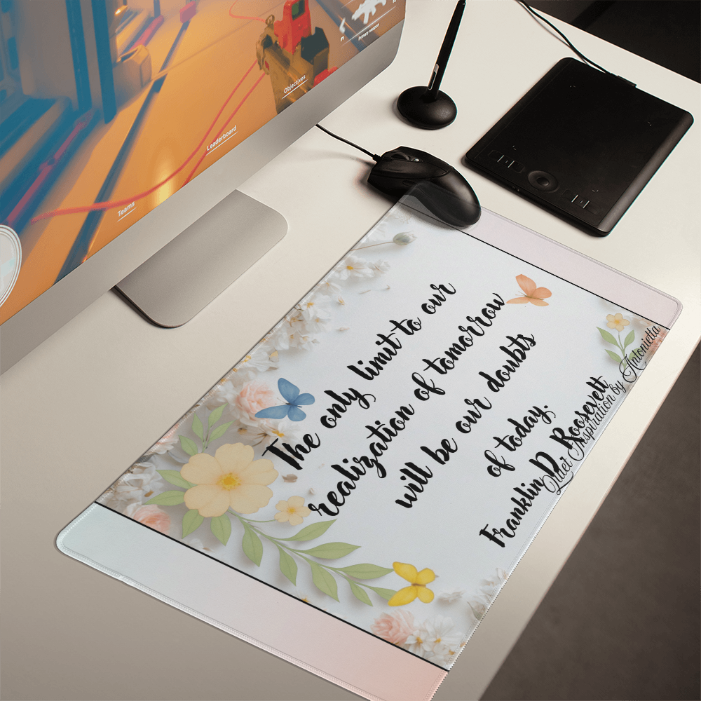 “The Only Limit to Our Realization of Tomorrow” Inspirational Desk Mat – Franklin D. Roosevelt Motivational Quote Workspace Desk Pad