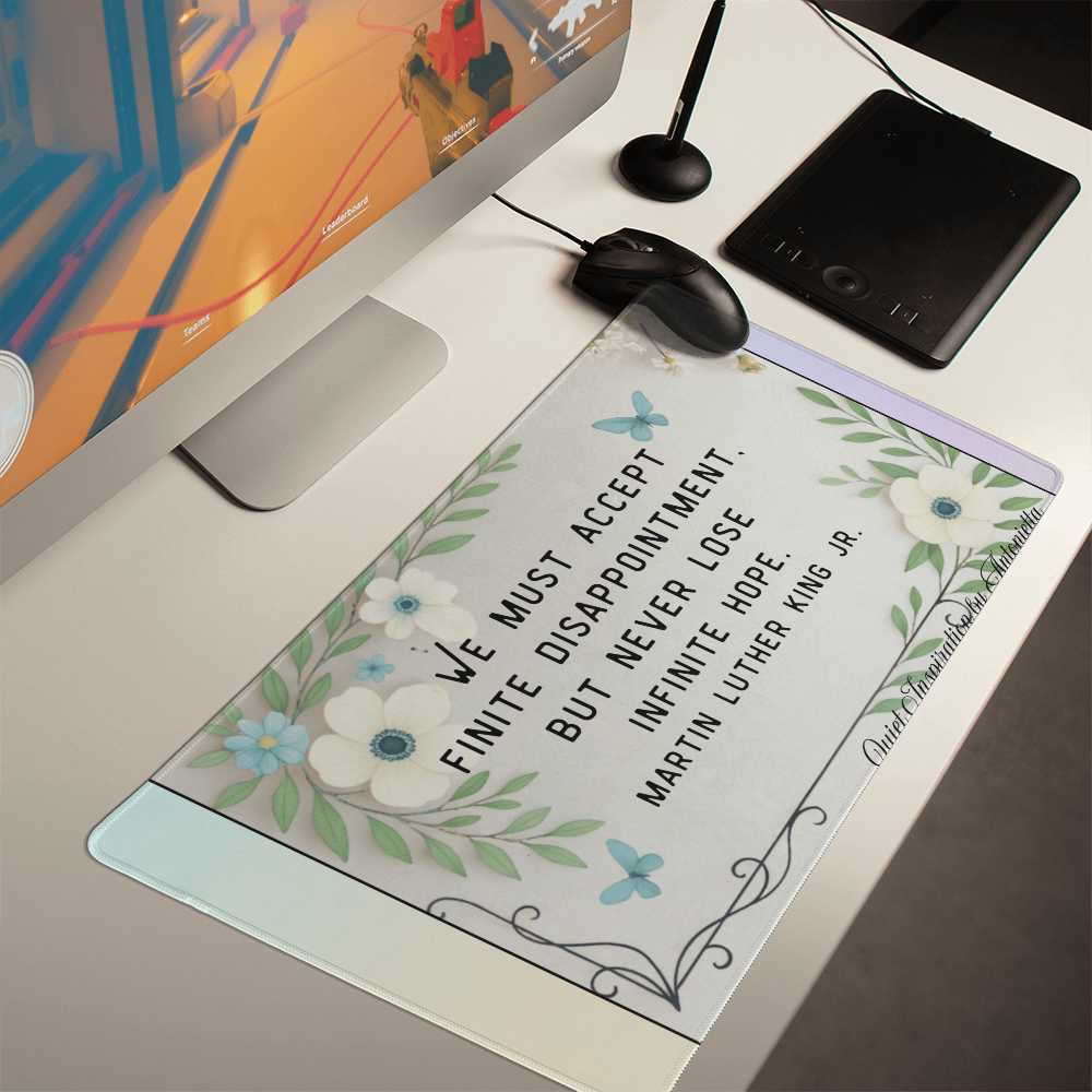 Accept Finite Disappointment, Never Lose Infinite Hope” Inspirational Desk Mat – Martin Luther King Jr Quote Workspace Desk Pad