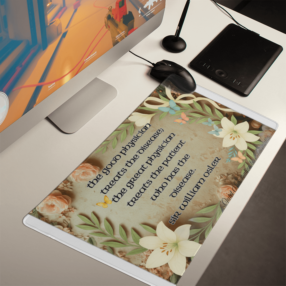 “The Good Physician Treats the Disease” Inspirational Desk Mat – Medical Quote Workspace Desk Pad