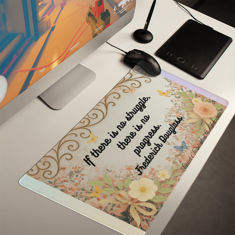 ⭐ Recommended: “If There Is No Struggle, There Is No Progress” Inspirational Desk Mat – Motivational Quote Workspace Desk Pad
