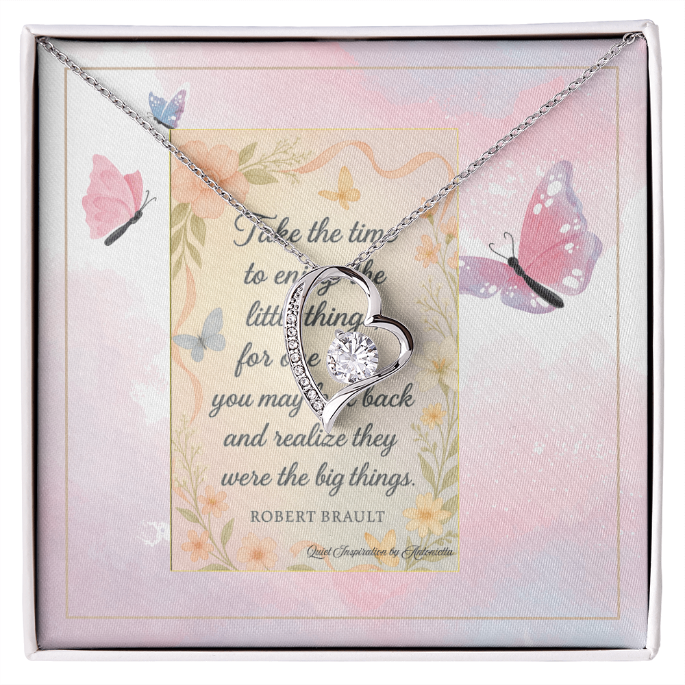 Inspirational Heart Necklace for Her – A Reminder to Enjoy the Little Things | Meaningful Encouragement Gift for Women Going Through a Difficult Time