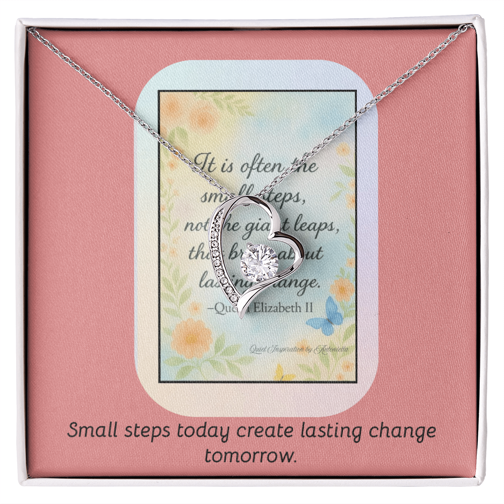“Small Steps Bring Lasting Change” Inspirational Necklace – Encouragement Gift for Women, Graduation or Life Transition