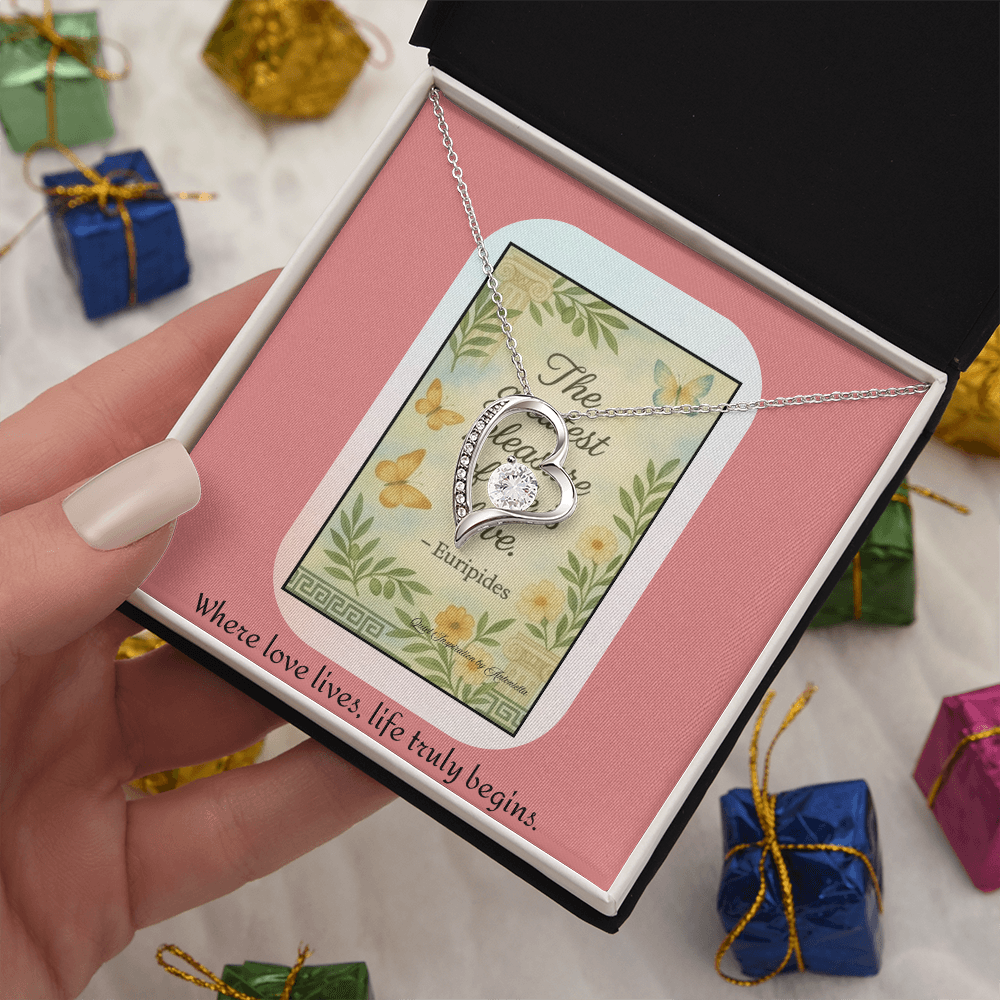 Inspirational Love Quote Necklace – “The Greatest Pleasure of Life Is Love” Romantic Gift for Her