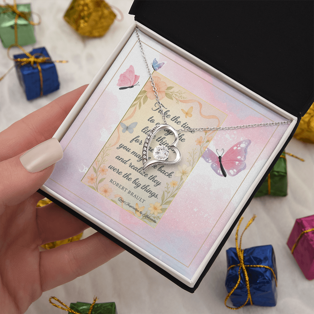 Inspirational Heart Necklace for Her – A Reminder to Enjoy the Little Things | Meaningful Encouragement Gift for Women Going Through a Difficult Time
