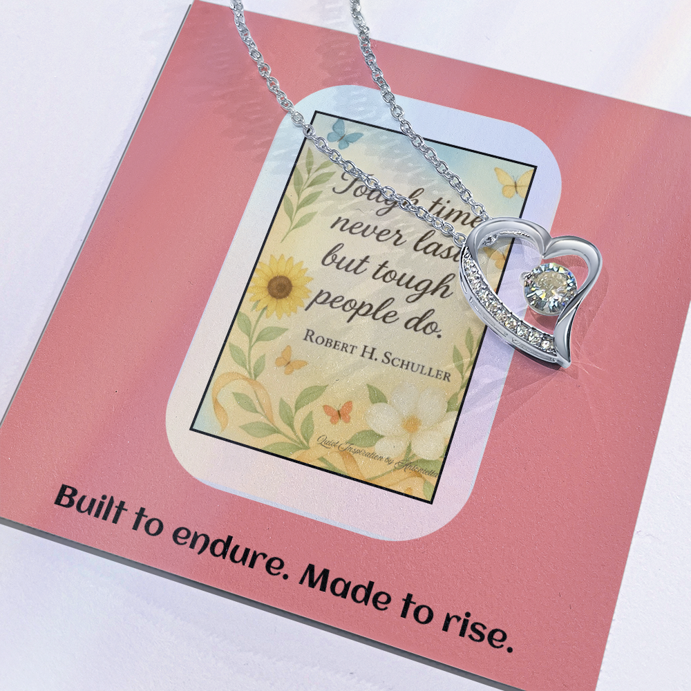 Motivational Strength Necklace for Women – Tough Times Never Last | Resilience Gift