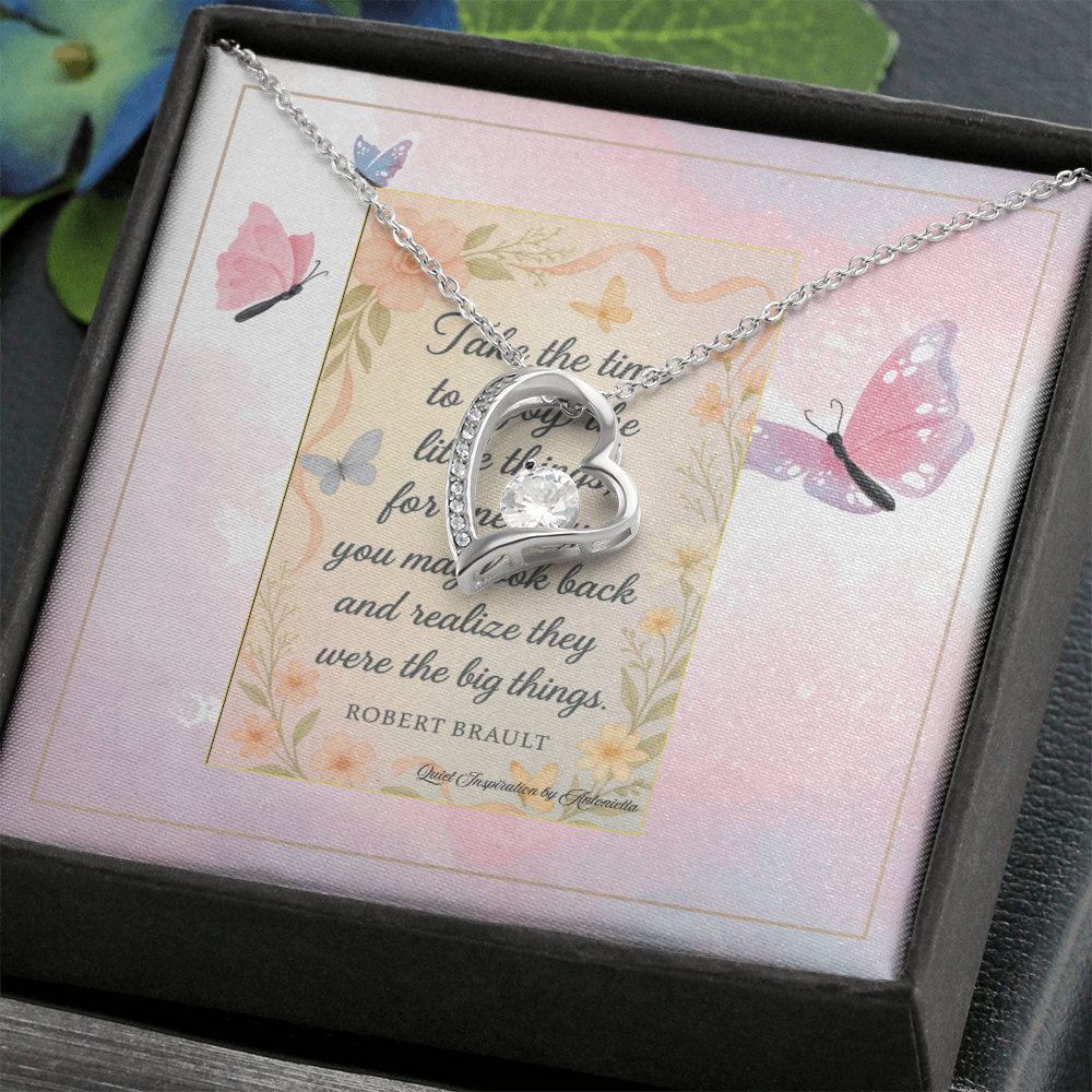 Inspirational Heart Necklace for Her – A Reminder to Enjoy the Little Things | Meaningful Encouragement Gift for Women Going Through a Difficult Time