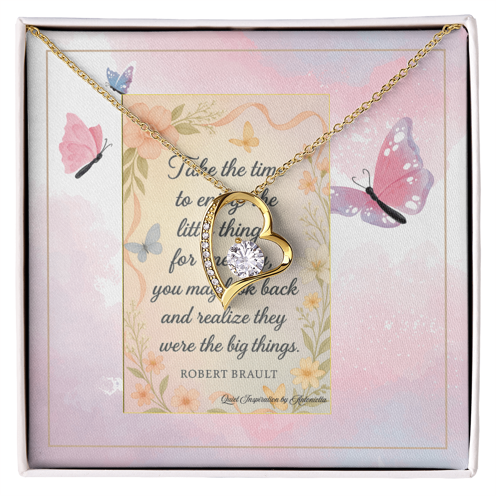 Inspirational Heart Necklace for Her – A Reminder to Enjoy the Little Things | Meaningful Encouragement Gift for Women Going Through a Difficult Time