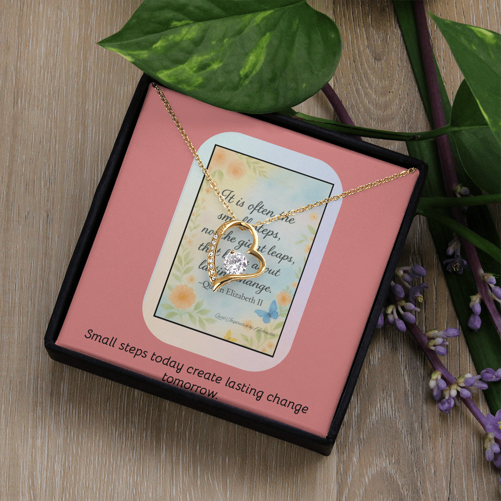 “Small Steps Bring Lasting Change” Inspirational Necklace – Encouragement Gift for Women, Graduation or Life Transition