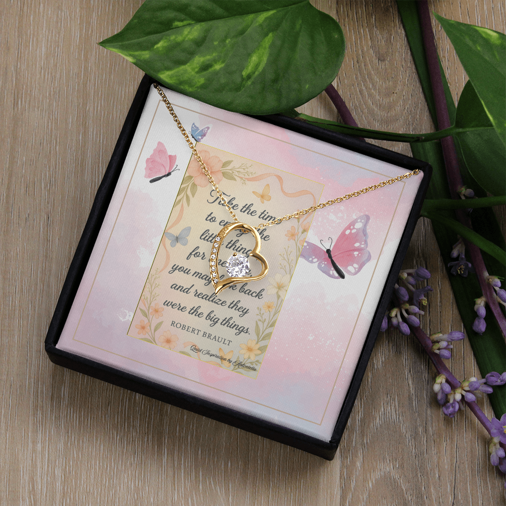 Inspirational Heart Necklace for Her – A Reminder to Enjoy the Little Things | Meaningful Encouragement Gift for Women Going Through a Difficult Time