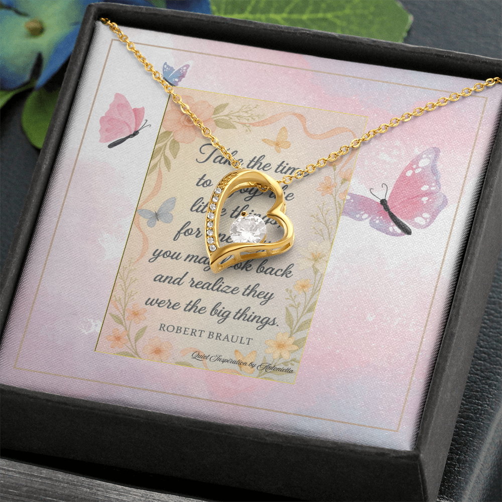 Inspirational Heart Necklace for Her – A Reminder to Enjoy the Little Things | Meaningful Encouragement Gift for Women Going Through a Difficult Time